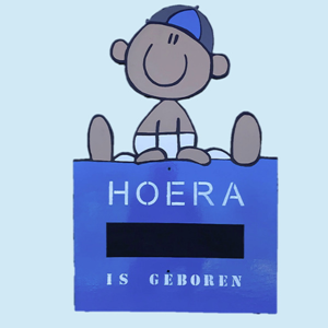 Geboortebord - Jongen op een Doos 